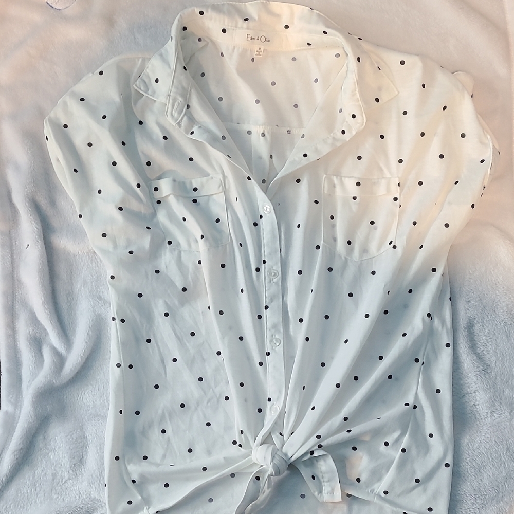 White Polka Dot Women's Top